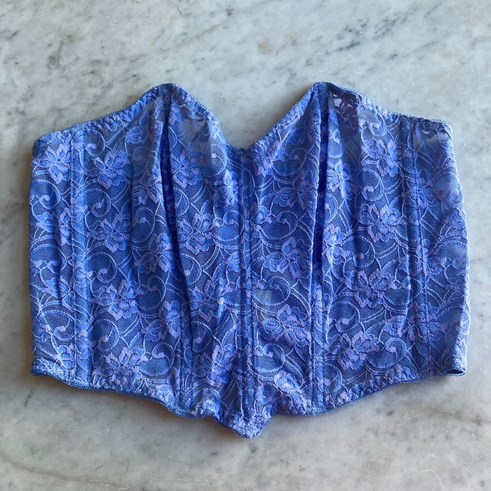 Vintage 1980s 1990s Lavender Lace Bustier XS to Small